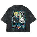 Playera streetwear premium de anime y gaming ExtraLife MX, corte boxy deluxe mineral wash heavyweight en color Acid Wash, moda urbana mexicana de culto.