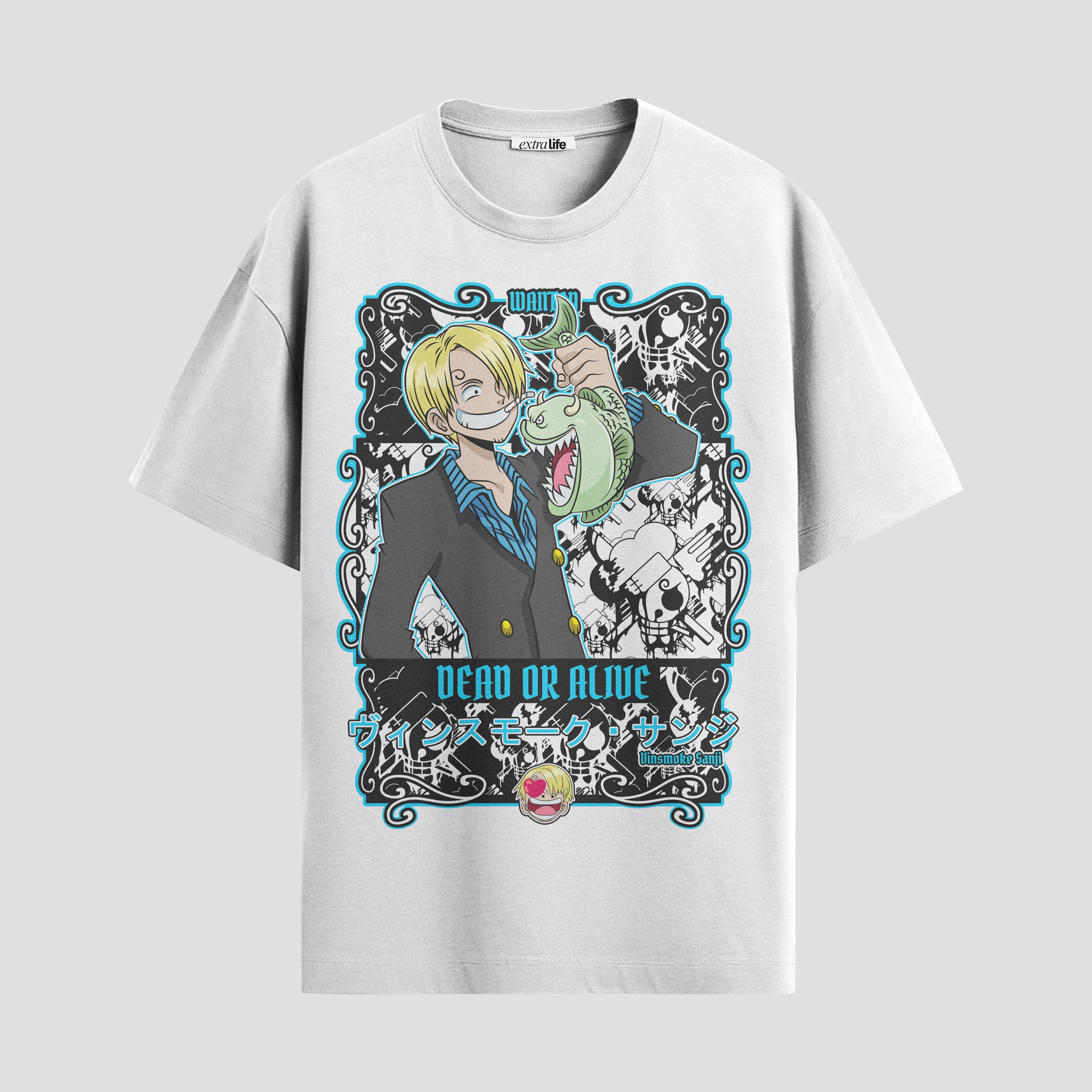 Playera urbana de anime y gaming ExtraLife MX, corte Standard Fit unisex ligero y transpirable en color Deep Black y Pure White, ropa de uso diario para gym y casual.