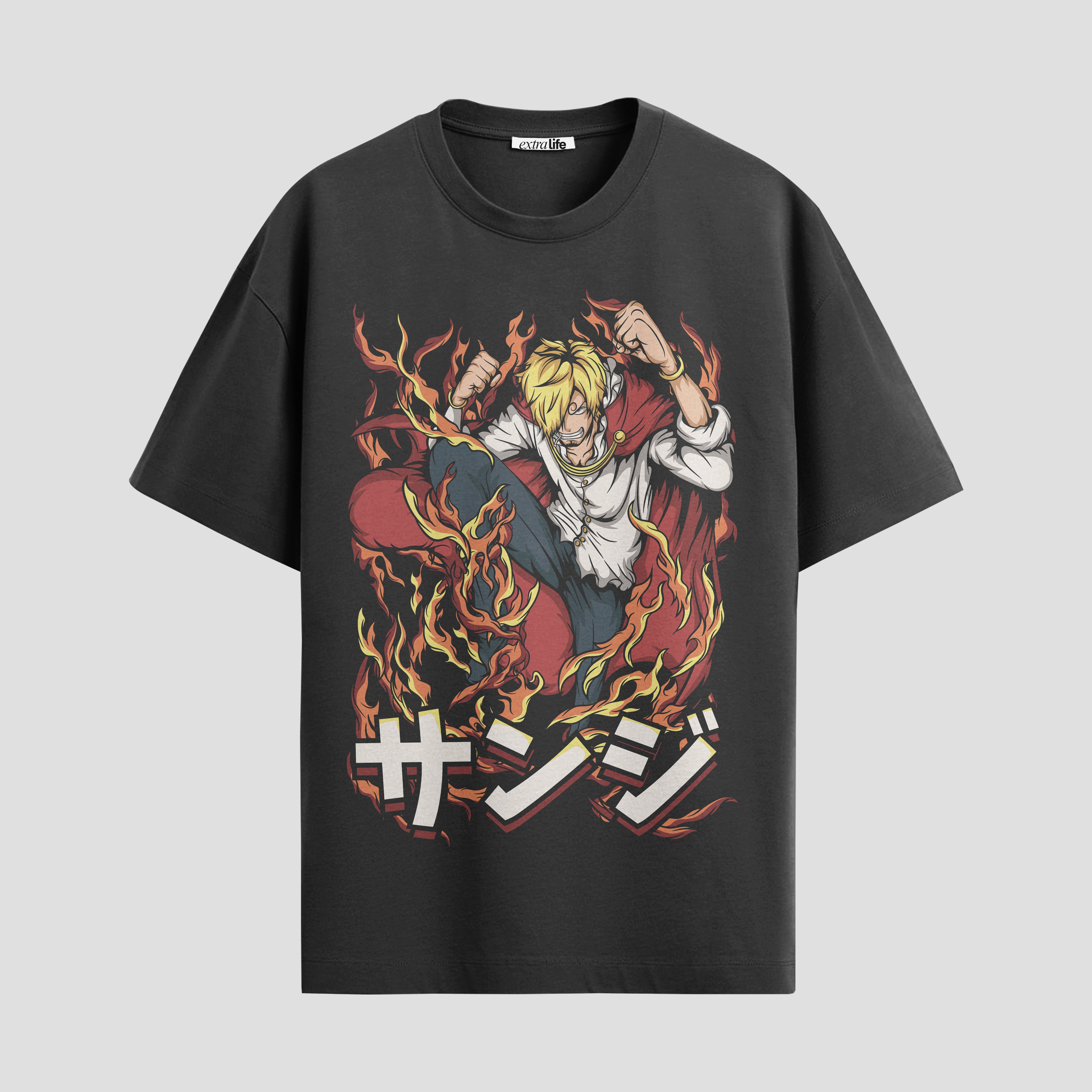 Playera urbana de anime y gaming ExtraLife MX, corte Standard Fit unisex ligero y transpirable en color Deep Black y Pure White, ropa de uso diario para gym y casual.