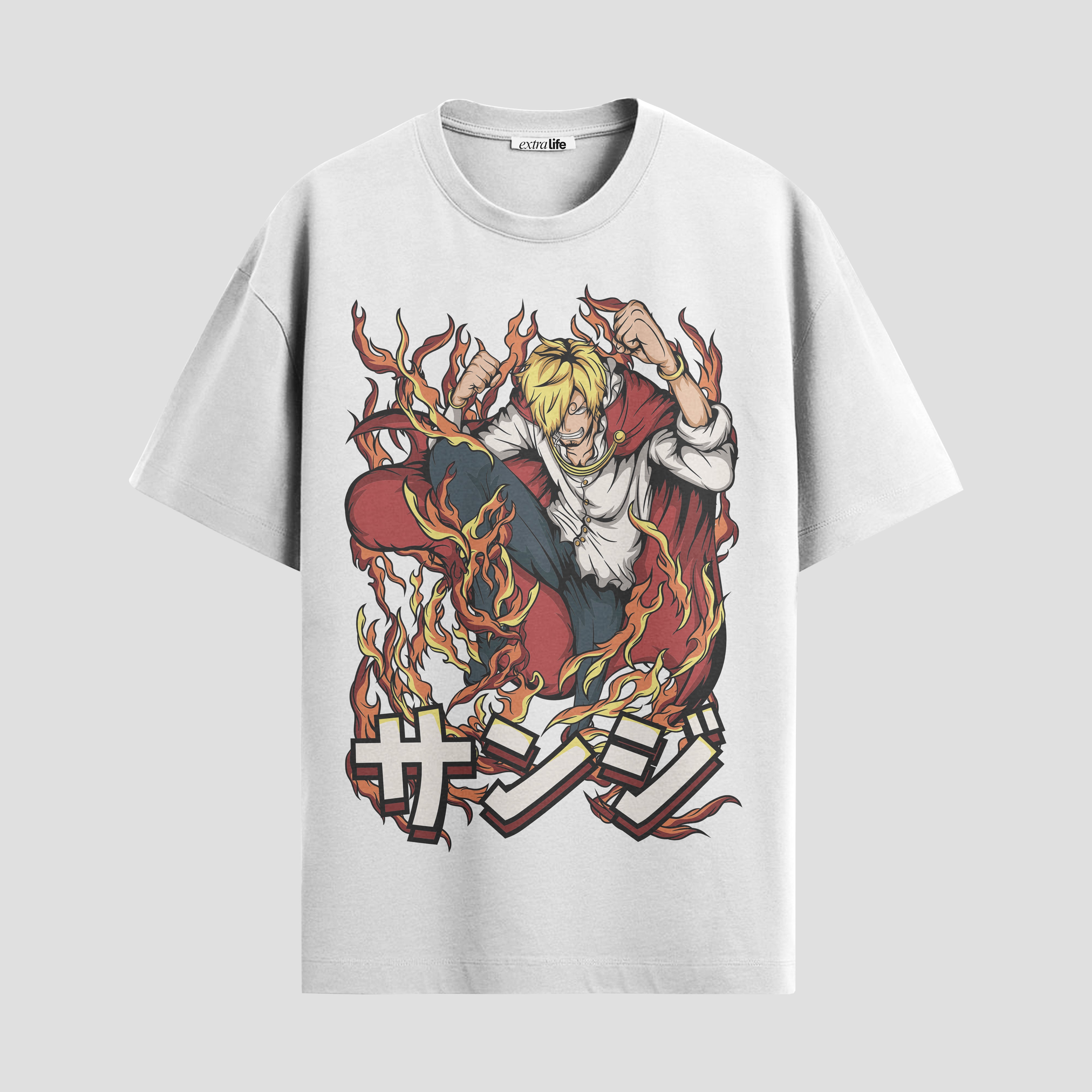 Playera urbana de anime y gaming ExtraLife MX, corte Standard Fit unisex ligero y transpirable en color Deep Black y Pure White, ropa de uso diario para gym y casual.