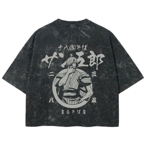Playera streetwear premium de anime y gaming ExtraLife MX, corte boxy deluxe mineral wash heavyweight en color Acid Wash, moda urbana mexicana de culto.