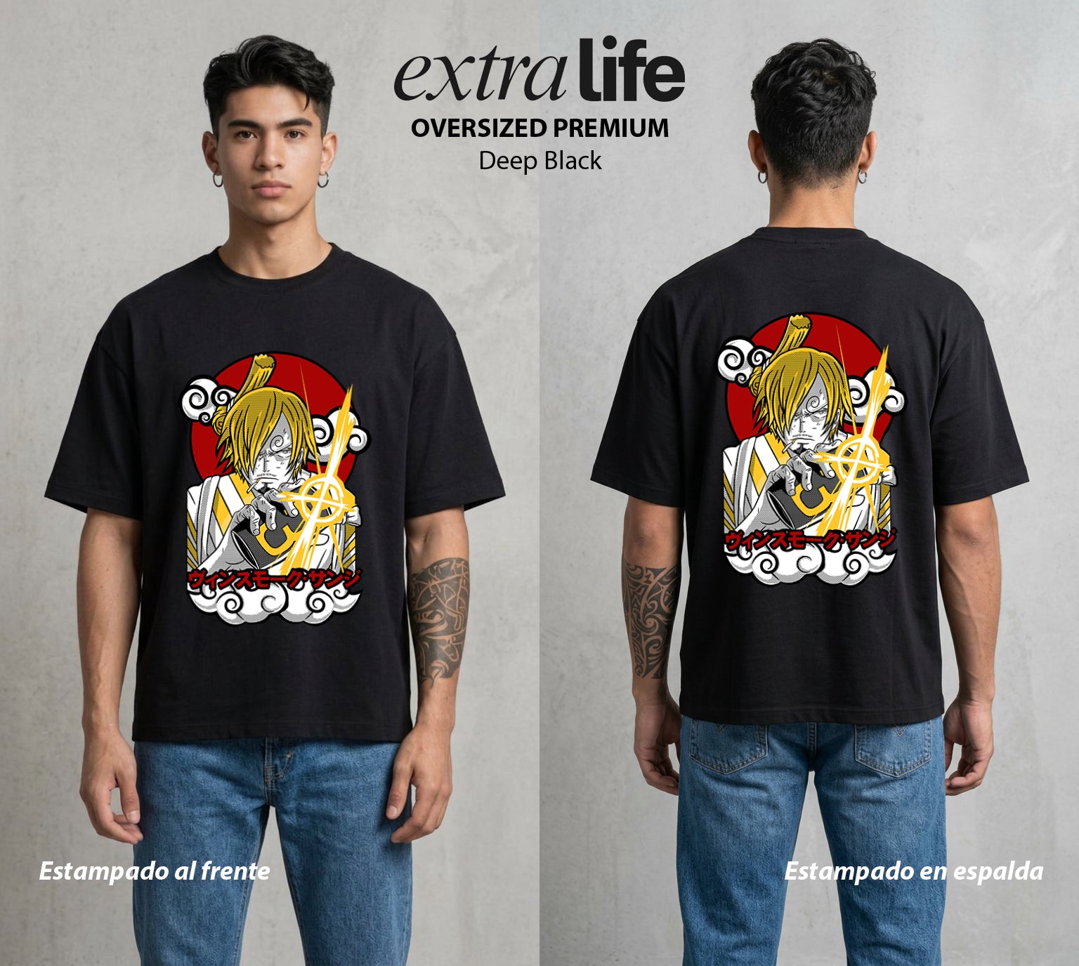Mar de los Piratas | El Chef del Barco #03308 - Playera Oversized Premium | Deep Black - Foto en modelo