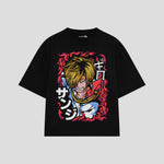 Playera streetwear premium de anime y gaming ExtraLife MX, corte oversized drop shoulder ligero y fresco en color Deep Black y Off-White, moda urbana mexicana de culto.