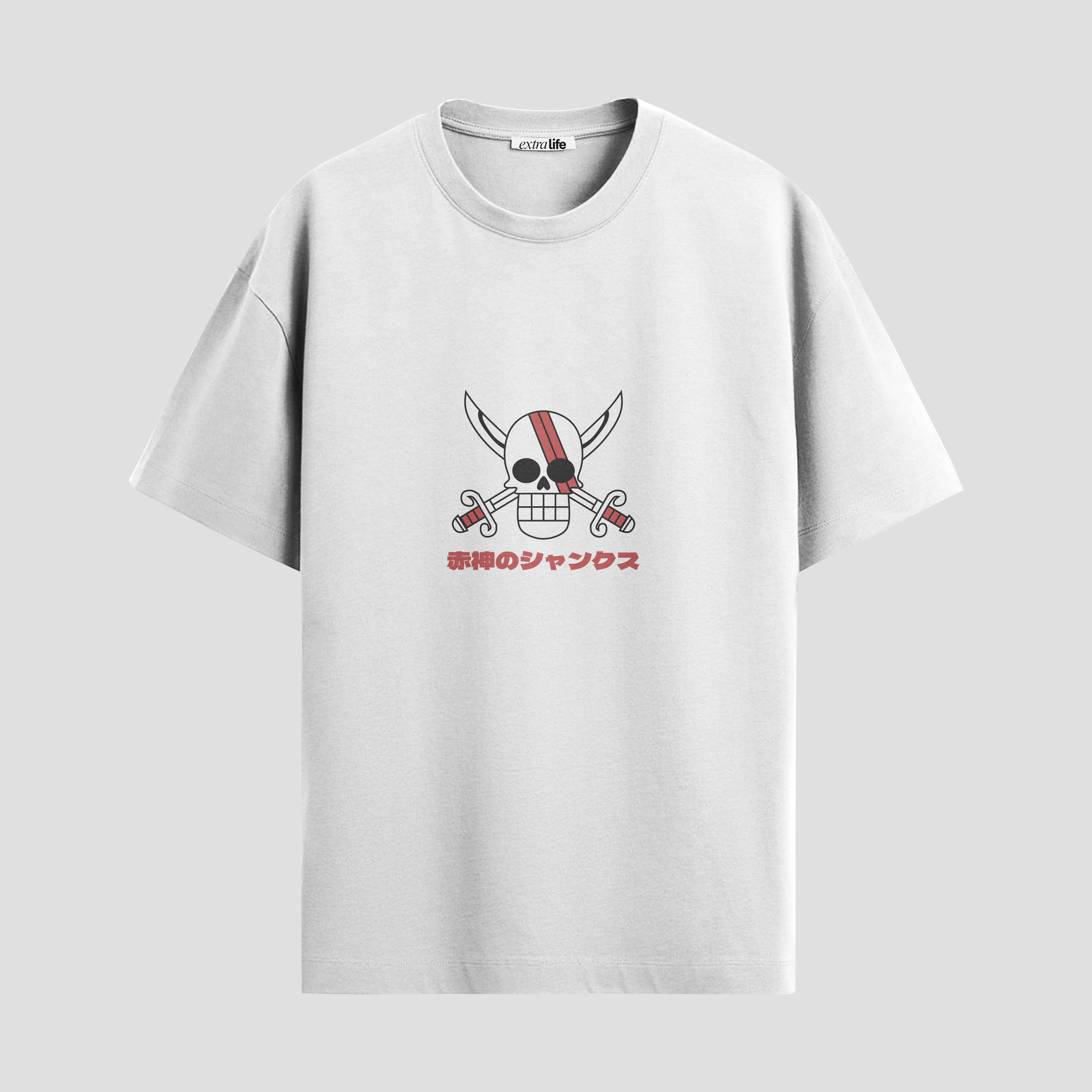 Playera urbana de anime y gaming ExtraLife MX, corte Standard Fit unisex ligero y transpirable en color Deep Black y Pure White, ropa de uso diario para gym y casual.