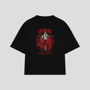 Playera streetwear premium de anime y gaming ExtraLife MX, corte oversized drop shoulder ligero y fresco en color Deep Black y Off-White, moda urbana mexicana de culto.