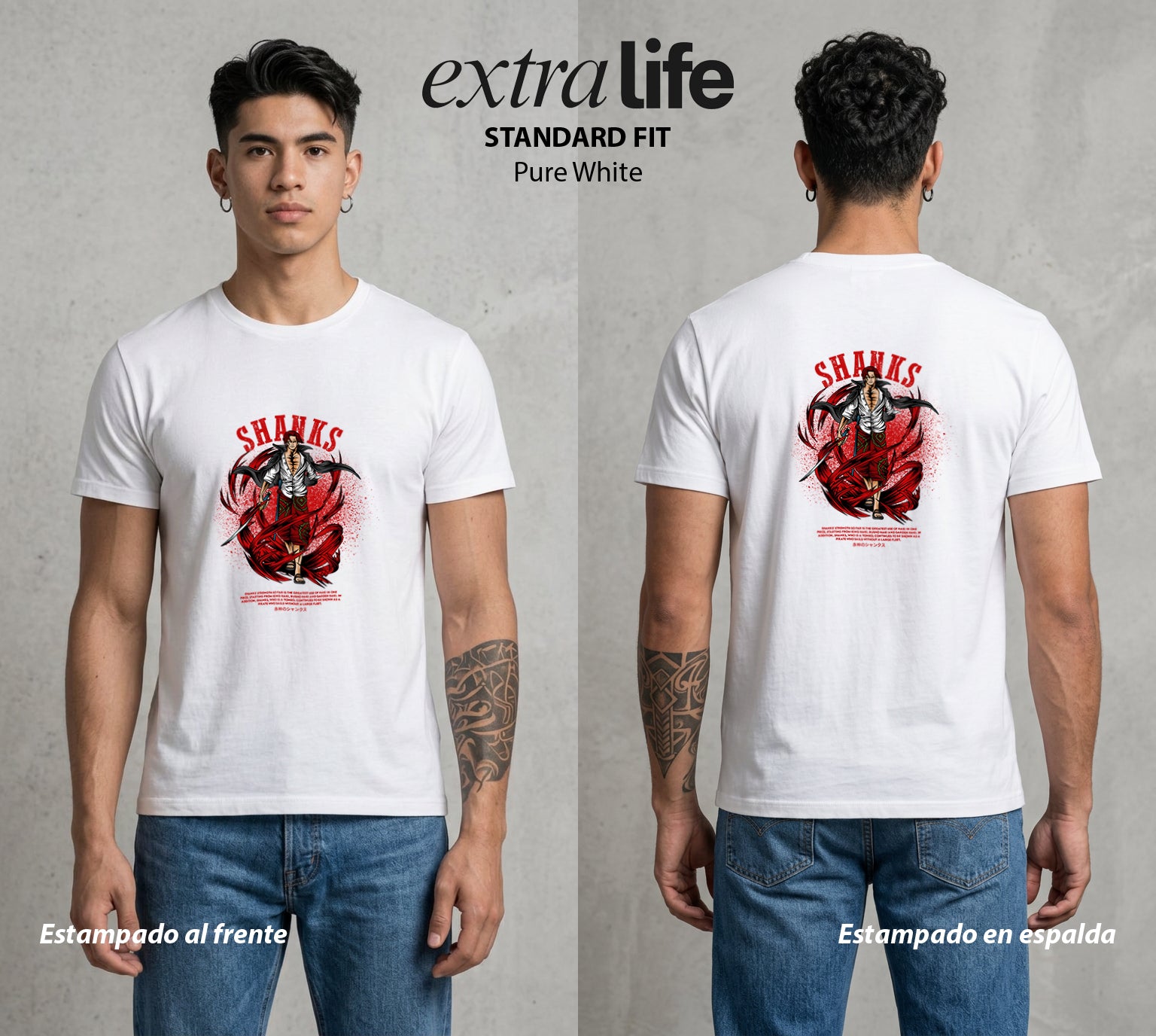 Mar de los Piratas | El Mentor Pirata #03311 - Playera Standard Fit | Pure White - Foto en modelo