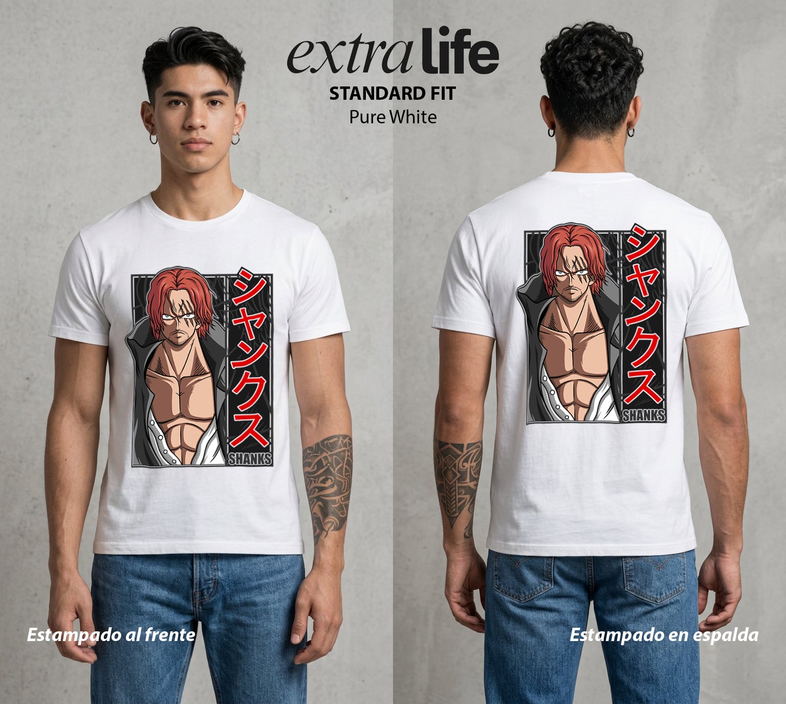 Mar de los Piratas | El que Perdio el Brazo #03313 - Playera Standard Fit | Pure White - Foto en modelo