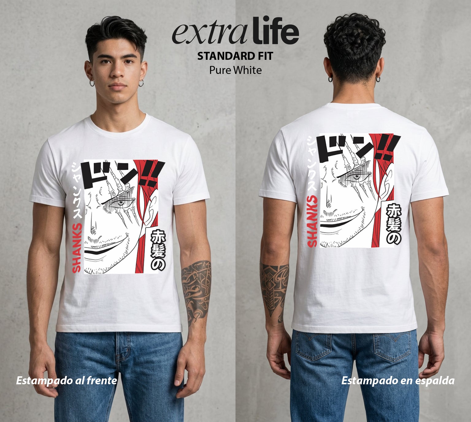 Mar de los Piratas | La Leyenda del Mar #03314 - Playera Standard Fit | Pure White - Foto en modelo