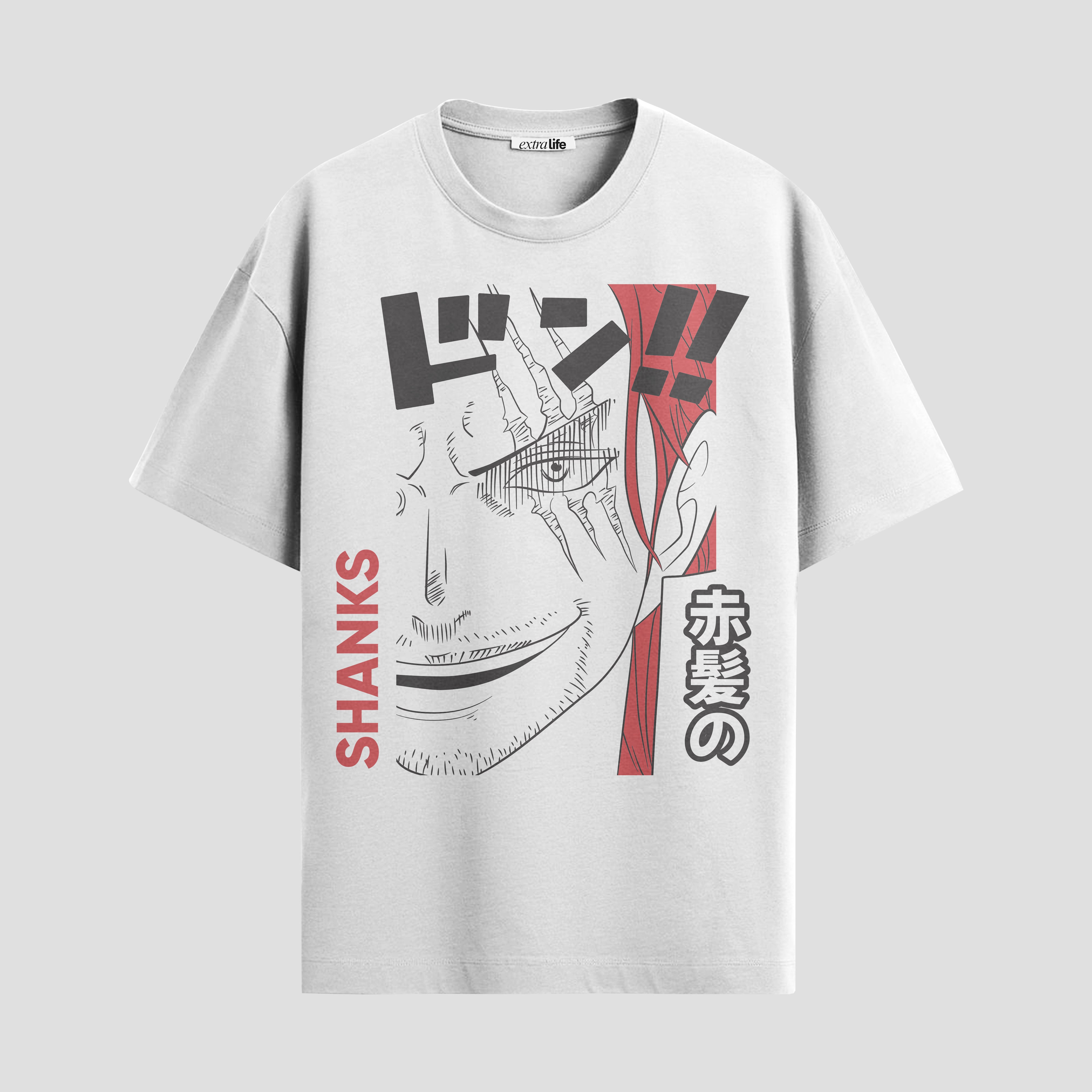 Playera urbana de anime y gaming ExtraLife MX, corte Standard Fit unisex ligero y transpirable en color Deep Black y Pure White, ropa de uso diario para gym y casual.