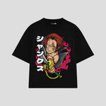 Playera streetwear premium de anime y gaming ExtraLife MX, corte oversized drop shoulder ligero y fresco en color Deep Black y Off-White, moda urbana mexicana de culto.