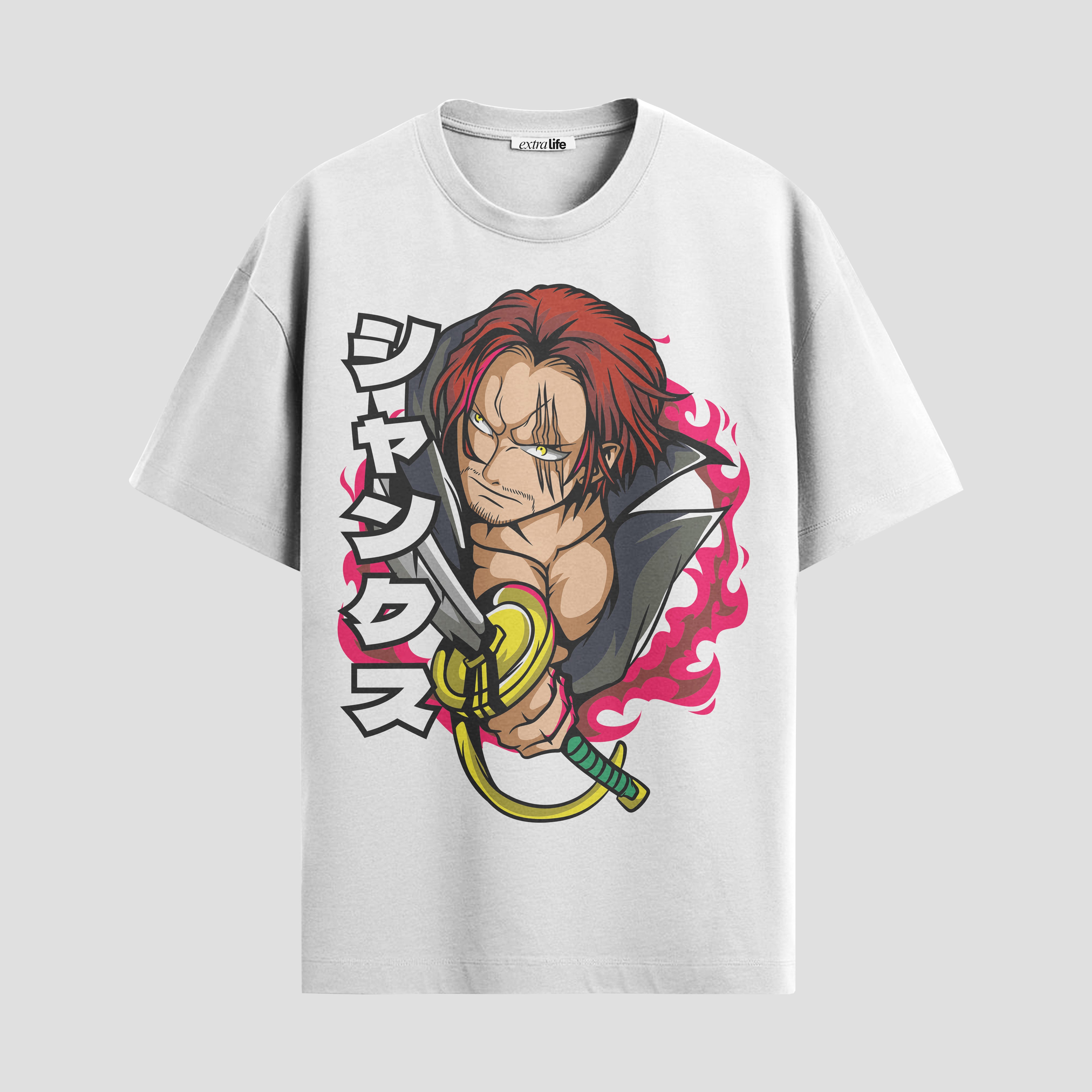 Playera urbana de anime y gaming ExtraLife MX, corte Standard Fit unisex ligero y transpirable en color Deep Black y Pure White, ropa de uso diario para gym y casual.