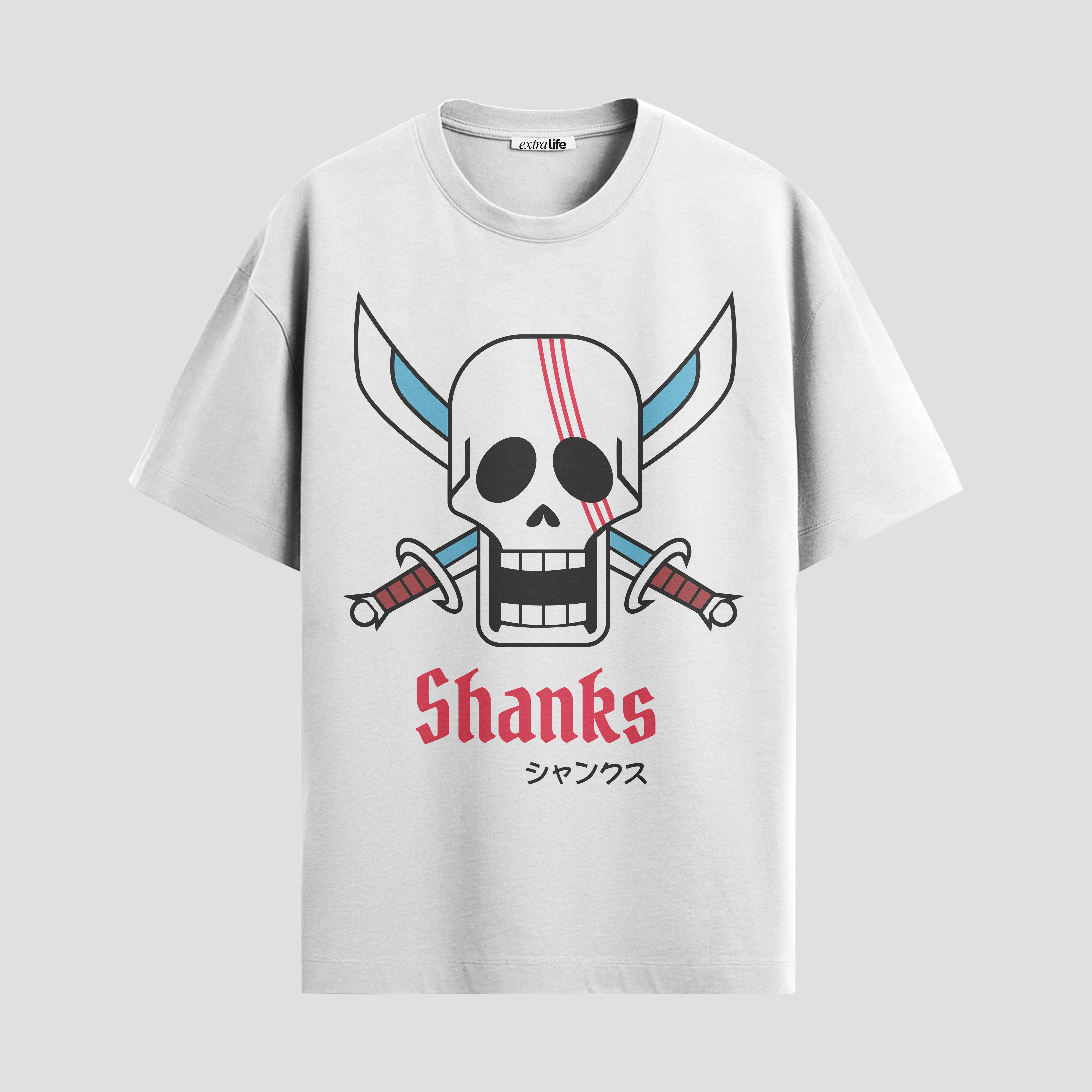 Playera urbana de anime y gaming ExtraLife MX, corte Standard Fit unisex ligero y transpirable en color Deep Black y Pure White, ropa de uso diario para gym y casual.