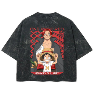 Playera streetwear premium de anime y gaming ExtraLife MX, corte boxy deluxe mineral wash heavyweight en color Acid Wash, moda urbana mexicana de culto.