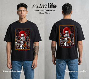 Mar de los Piratas | El Capitan del Rojo #03319 - Playera Oversized Premium | Deep Black - Foto en modelo