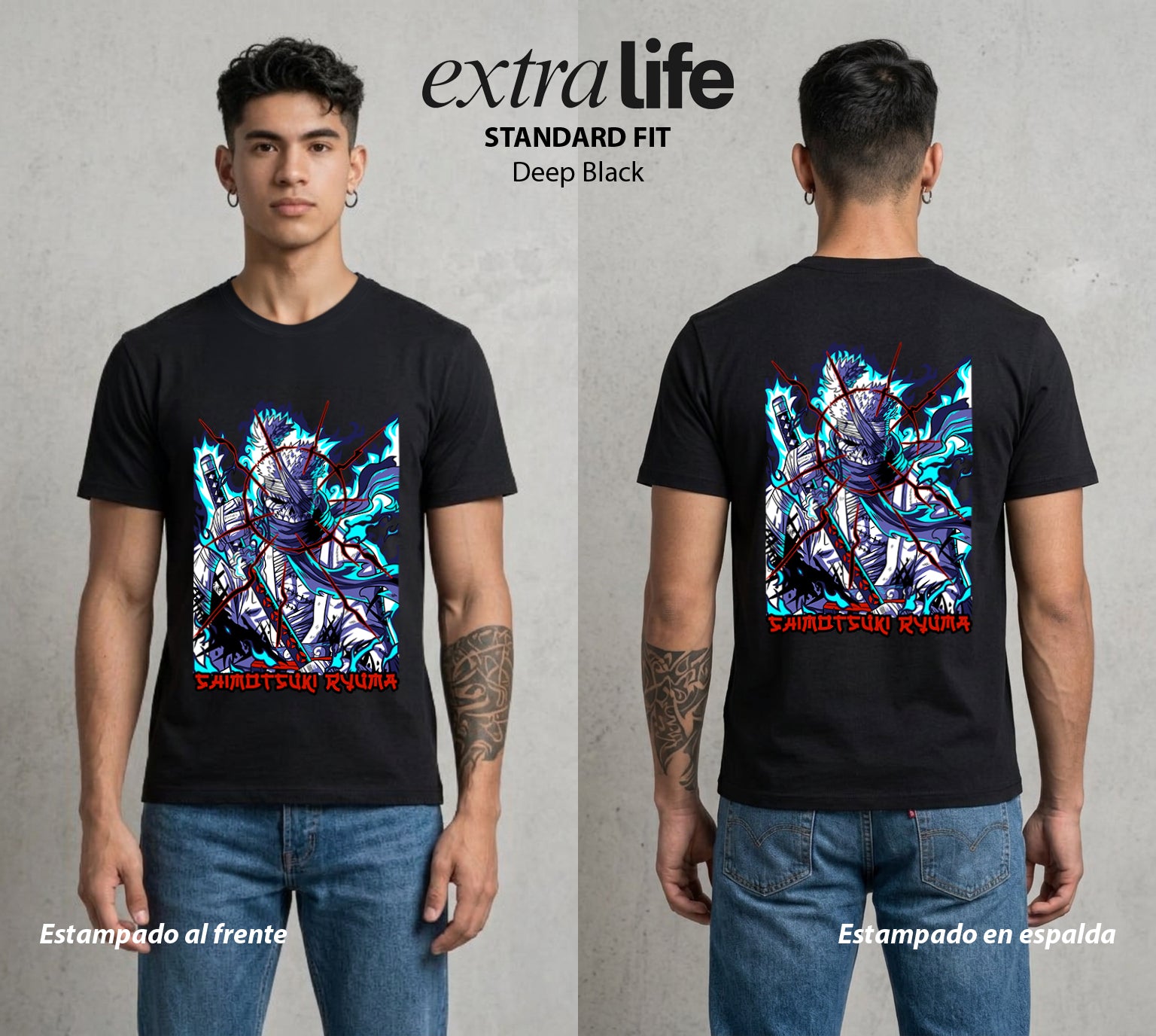 Mar de los Piratas | El Zoro del Pasado #03321 - Playera Standard Fit | Deep Black - Foto en modelo