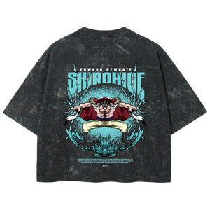 Playera streetwear premium de anime y gaming ExtraLife MX, corte boxy deluxe mineral wash heavyweight en color Acid Wash, moda urbana mexicana de culto.