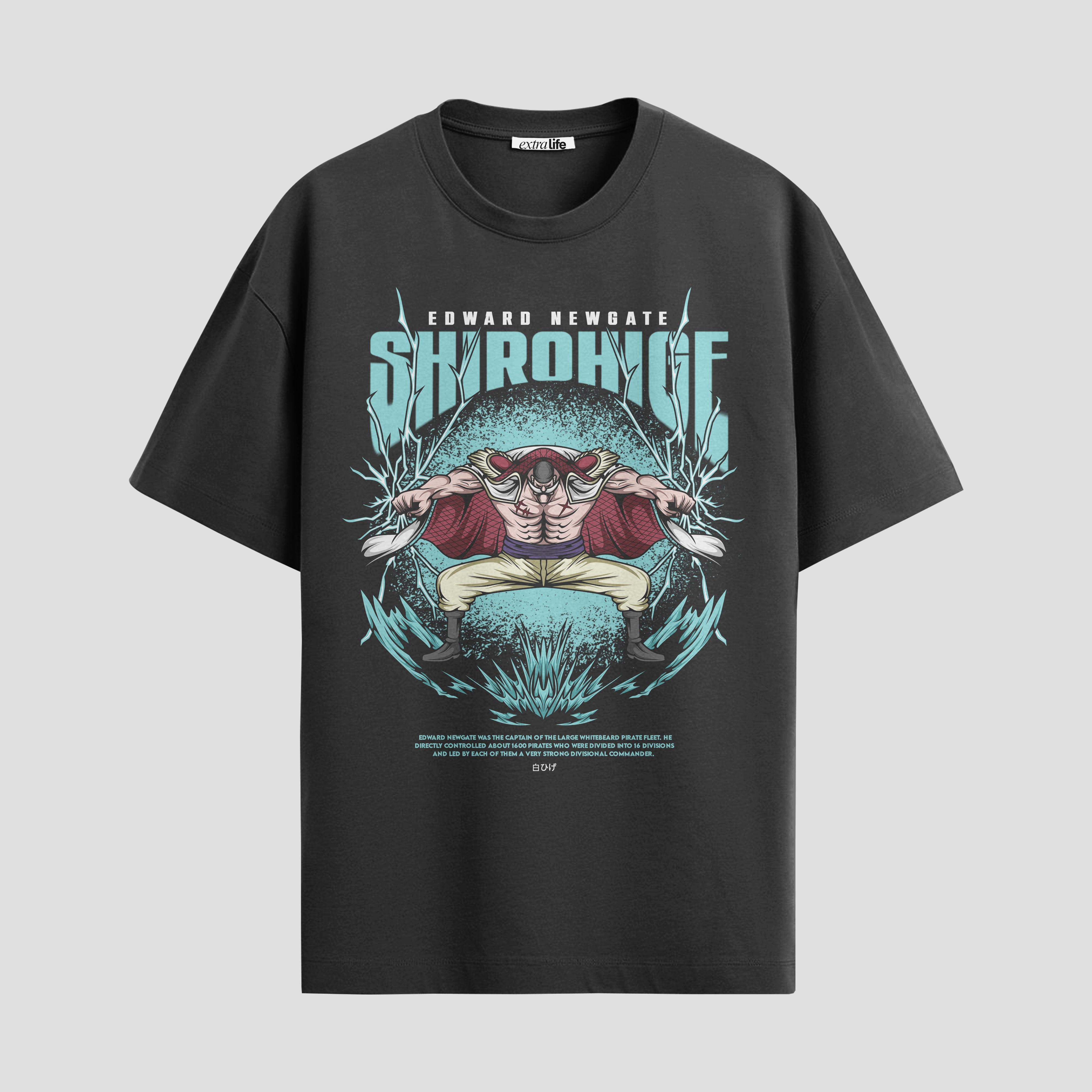 Playera urbana de anime y gaming ExtraLife MX, corte Standard Fit unisex ligero y transpirable en color Deep Black y Pure White, ropa de uso diario para gym y casual.