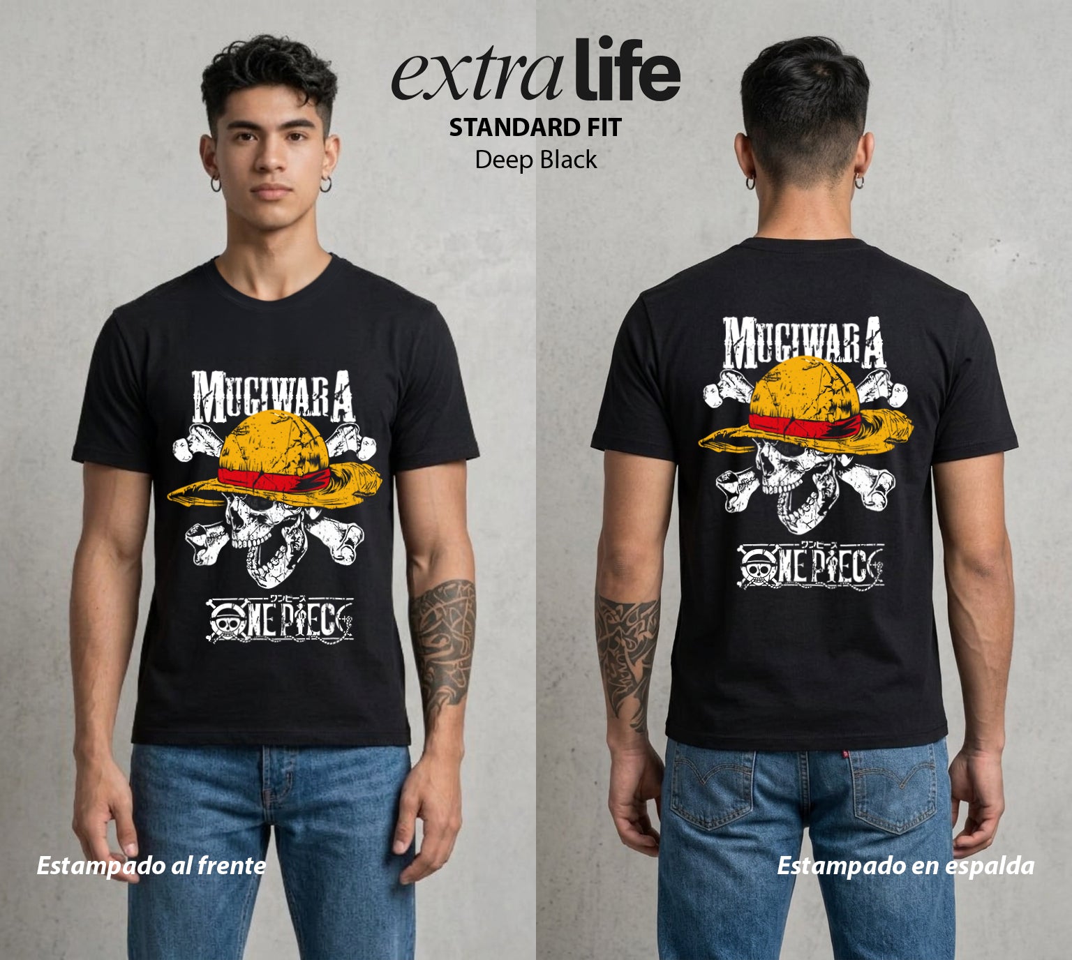Mar de los Piratas | La Calavera del Mar Calavera #03324 - Playera Standard Fit | Deep Black - Foto en modelo