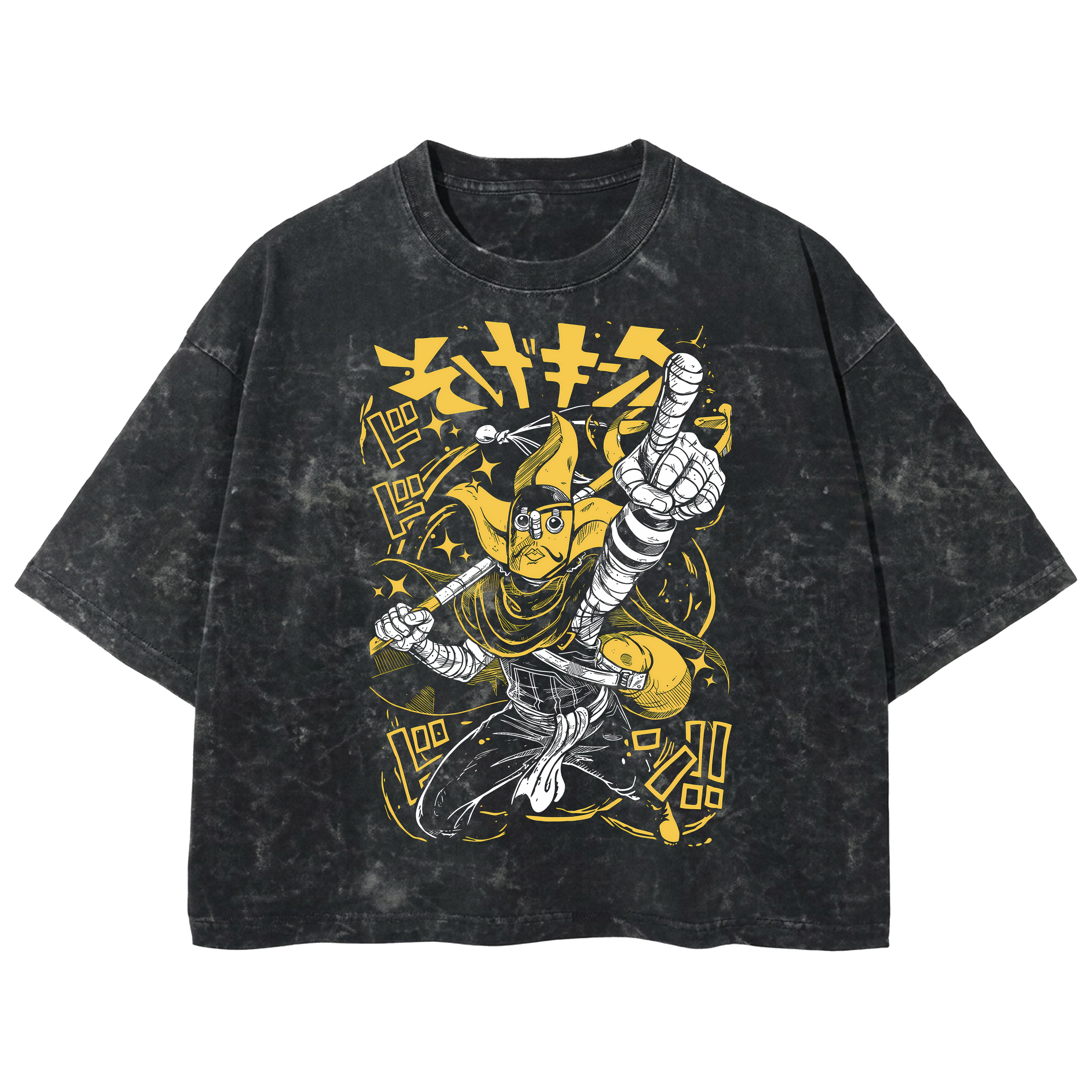 Playera streetwear premium de anime y gaming ExtraLife MX, corte boxy deluxe mineral wash heavyweight en color Acid Wash, moda urbana mexicana de culto.