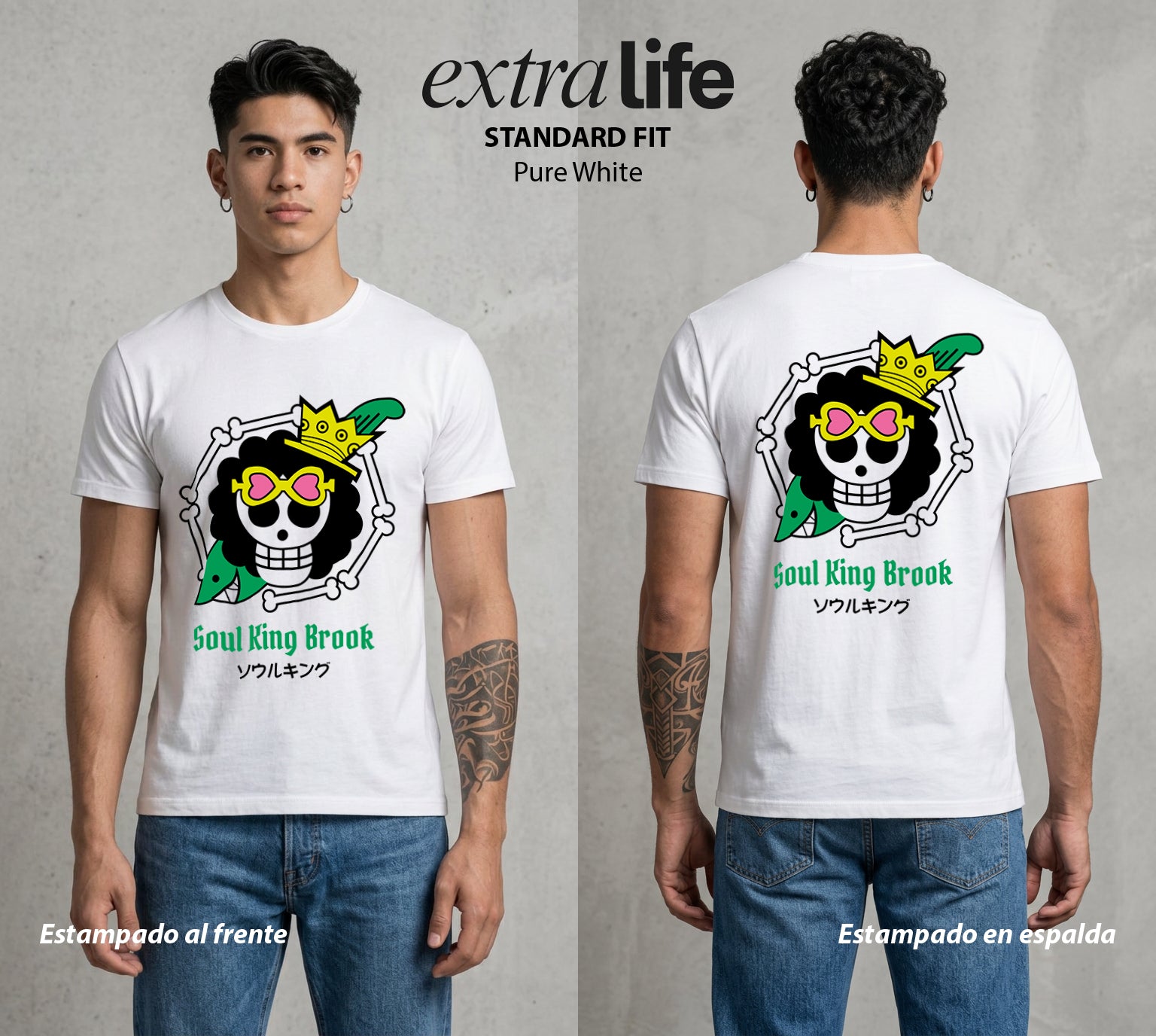 Mar de los Piratas | El Musico del Mas Alla con Bandera #03326 - Playera Standard Fit | Pure White - Foto en modelo