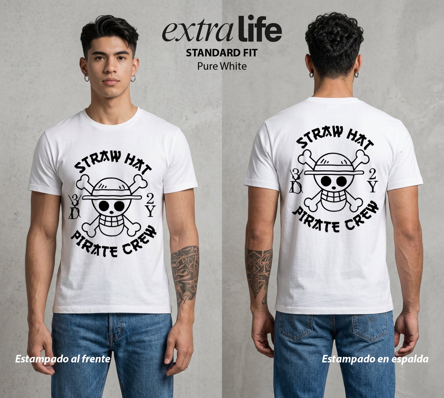 Mar de los Piratas | La Mejor Tripulacion #03329 - Playera Standard Fit | Pure White - Foto en modelo