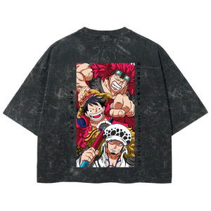Playera streetwear premium de anime y gaming ExtraLife MX, corte boxy deluxe mineral wash heavyweight en color Acid Wash, moda urbana mexicana de culto.