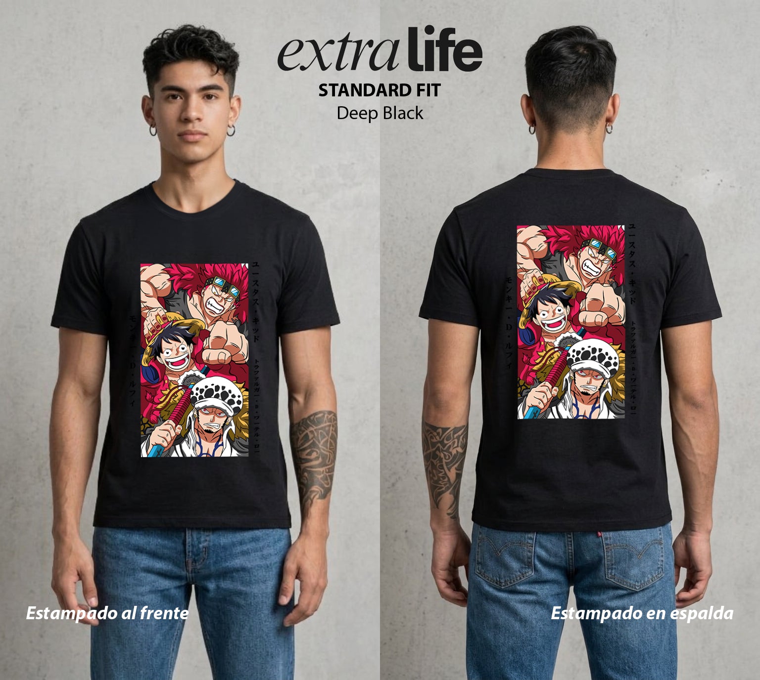 Mar de los Piratas | Las Estrellas del Bien #03332 - Playera Standard Fit | Deep Black - Foto en modelo