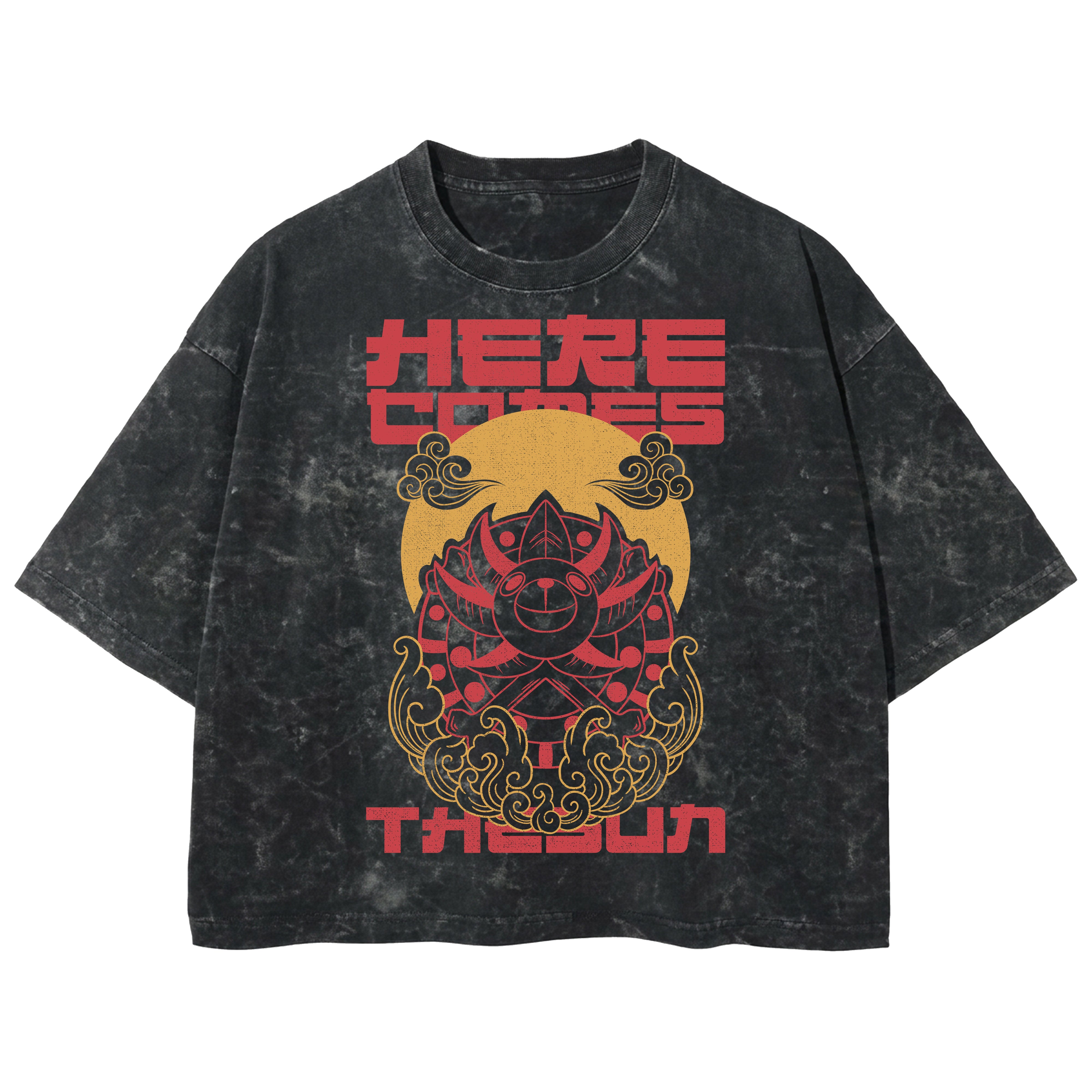 Playera streetwear premium de anime y gaming ExtraLife MX, corte boxy deluxe mineral wash heavyweight en color Acid Wash, moda urbana mexicana de culto.