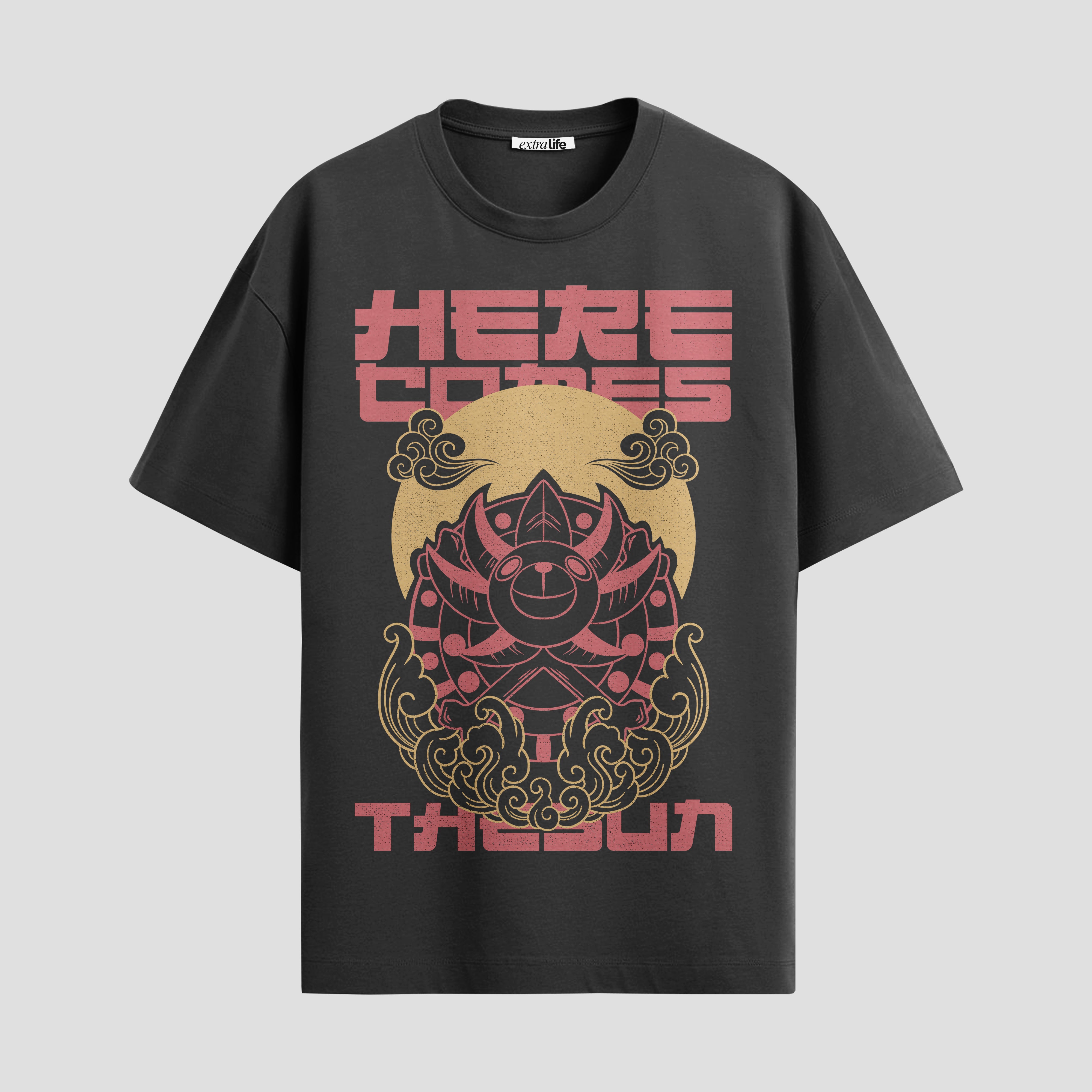 Playera urbana de anime y gaming ExtraLife MX, corte Standard Fit unisex ligero y transpirable en color Deep Black y Pure White, ropa de uso diario para gym y casual.