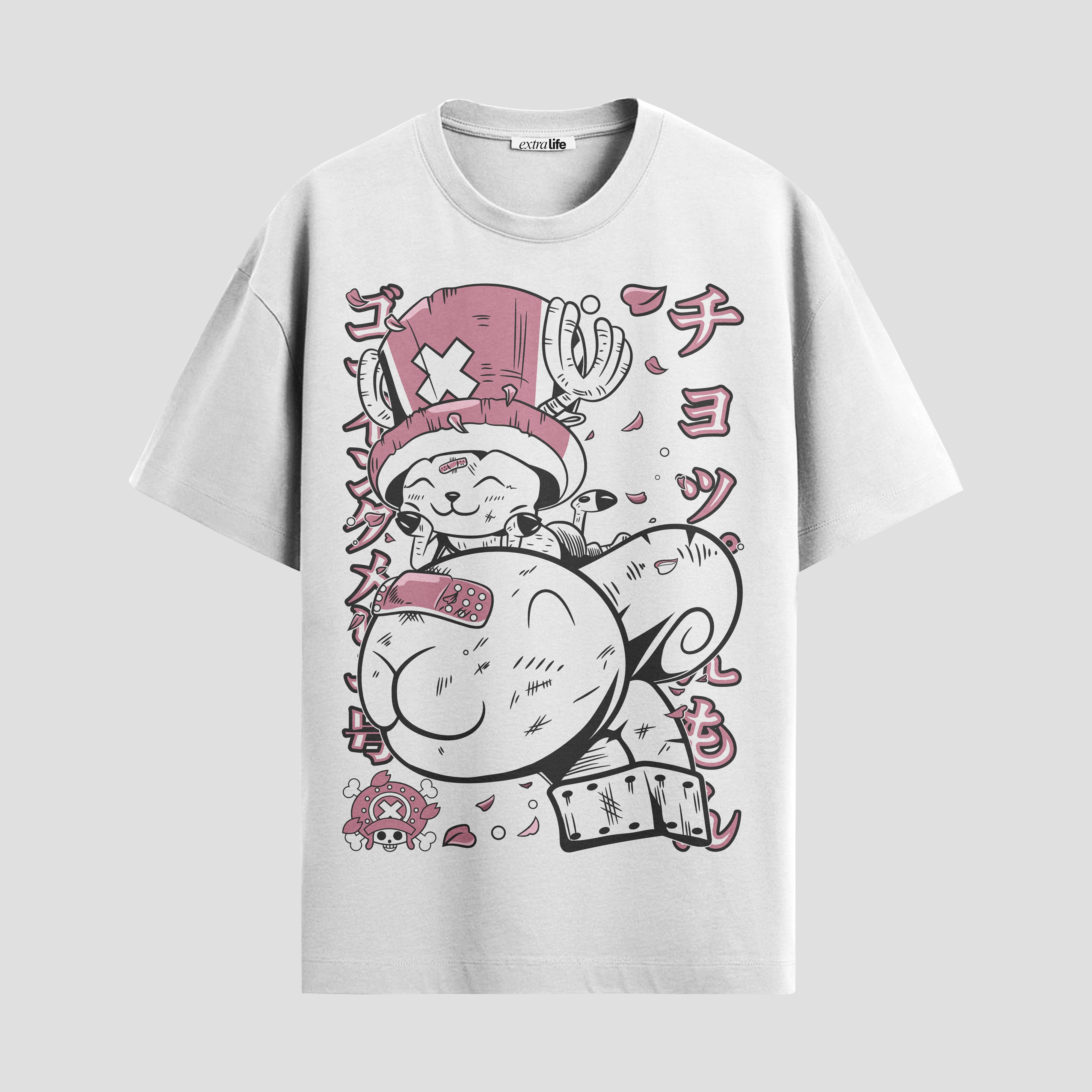 Playera urbana de anime y gaming ExtraLife MX, corte Standard Fit unisex ligero y transpirable en color Deep Black y Pure White, ropa de uso diario para gym y casual.