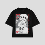 Playera streetwear premium de anime y gaming ExtraLife MX, corte oversized drop shoulder ligero y fresco en color Deep Black y Off-White, moda urbana mexicana de culto.