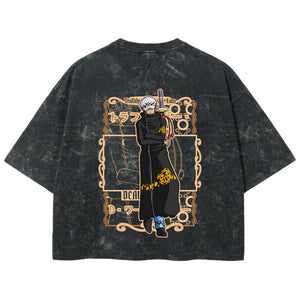 Playera streetwear premium de anime y gaming ExtraLife MX, corte boxy deluxe mineral wash heavyweight en color Acid Wash, moda urbana mexicana de culto.