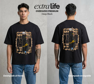 Mar de los Piratas | El Corazon del Bien #03344 - Playera Oversized Premium | Deep Black - Foto en modelo