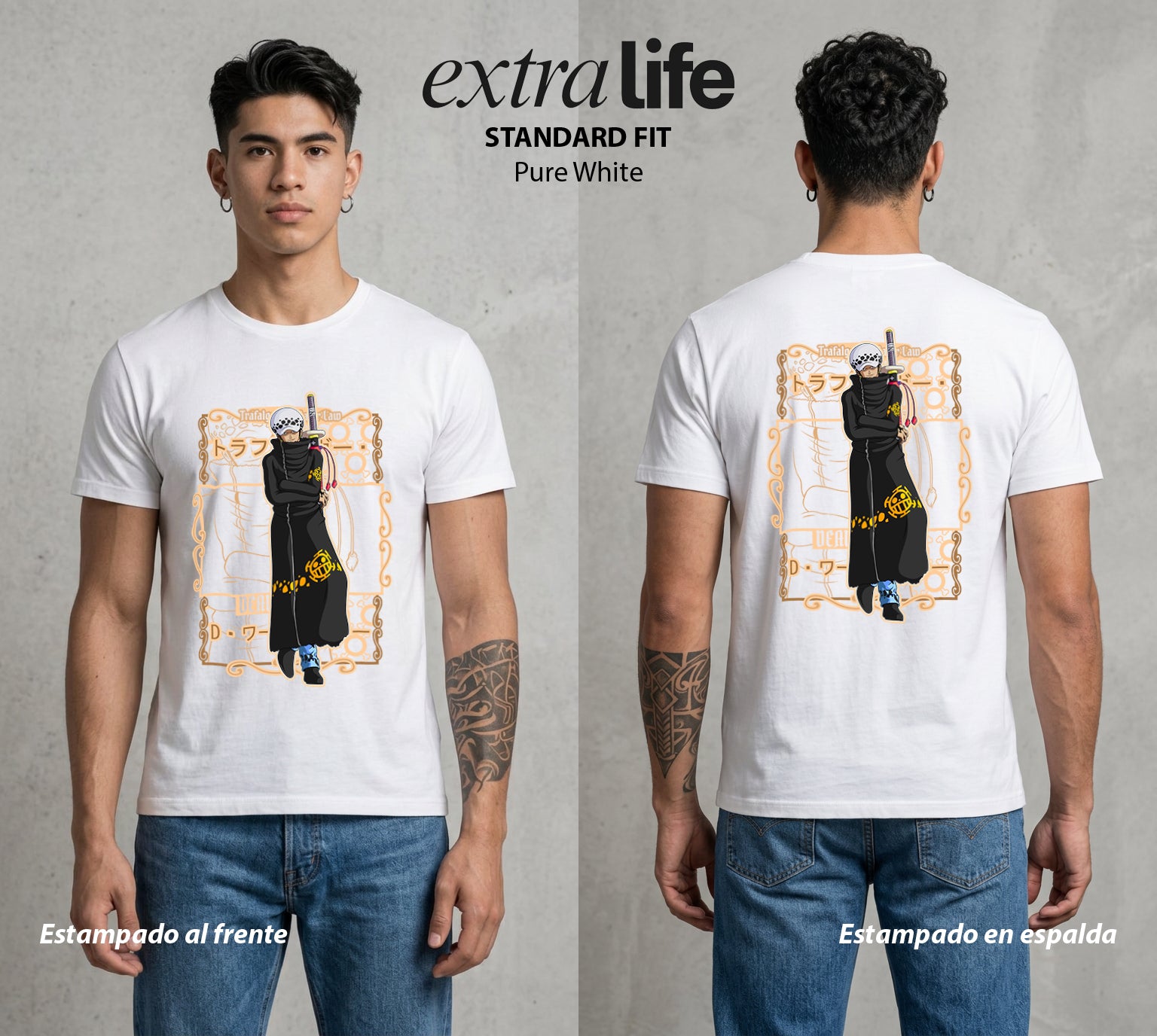 Mar de los Piratas | El Corazon del Bien #03344 - Playera Standard Fit | Pure White - Foto en modelo