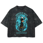 Playera streetwear premium de anime y gaming ExtraLife MX, corte boxy deluxe mineral wash heavyweight en color Acid Wash, moda urbana mexicana de culto.