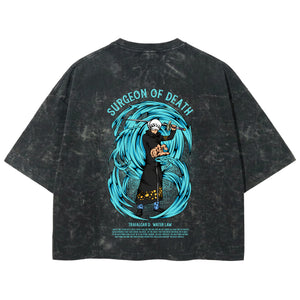 Playera streetwear premium de anime y gaming ExtraLife MX, corte boxy deluxe mineral wash heavyweight en color Acid Wash, moda urbana mexicana de culto.