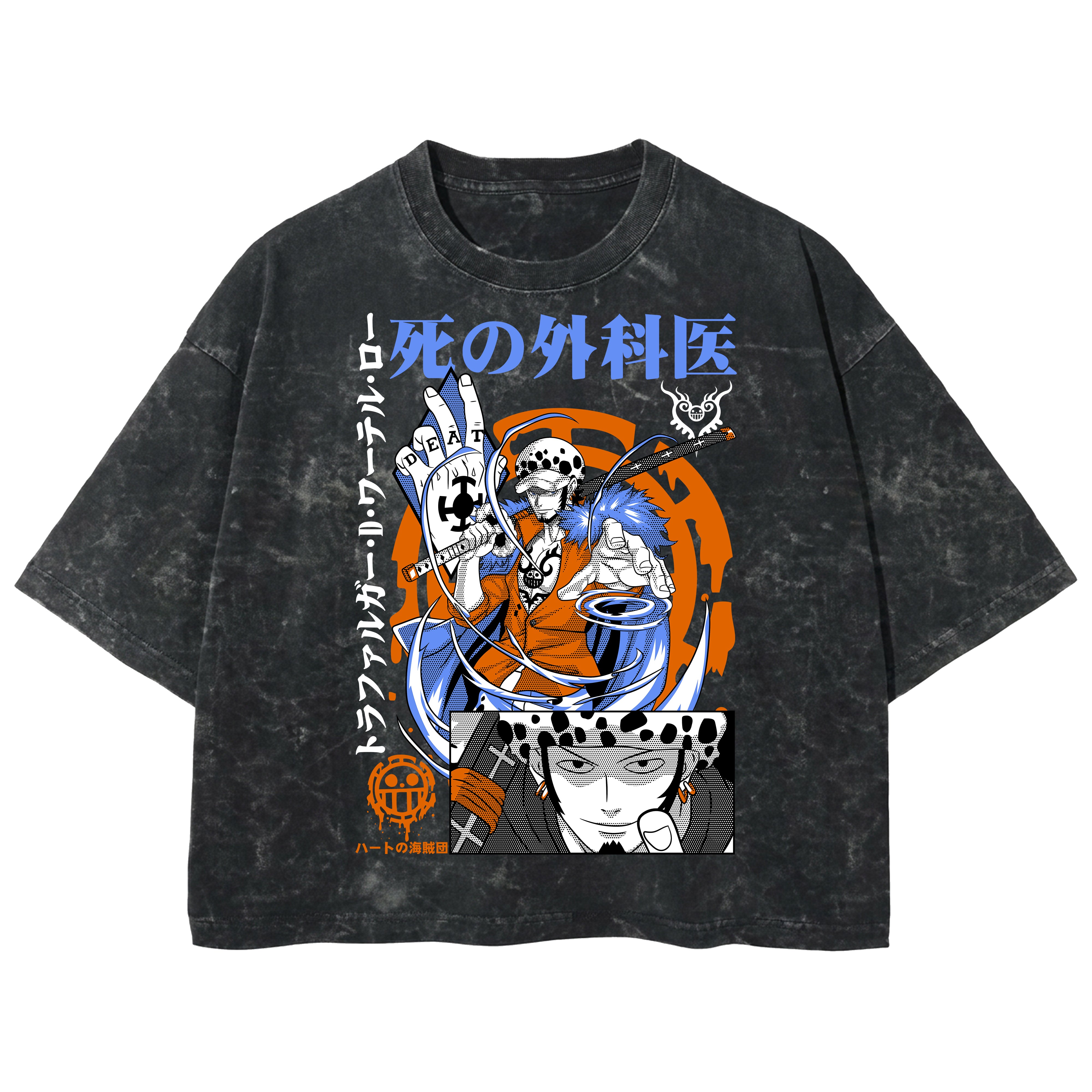 Playera streetwear premium de anime y gaming ExtraLife MX, corte boxy deluxe mineral wash heavyweight en color Acid Wash, moda urbana mexicana de culto.