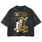 Playera streetwear premium de anime y gaming ExtraLife MX, corte boxy deluxe mineral wash heavyweight en color Acid Wash, moda urbana mexicana de culto.
