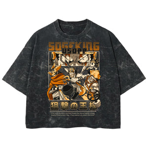 Playera streetwear premium de anime y gaming ExtraLife MX, corte boxy deluxe mineral wash heavyweight en color Acid Wash, moda urbana mexicana de culto.