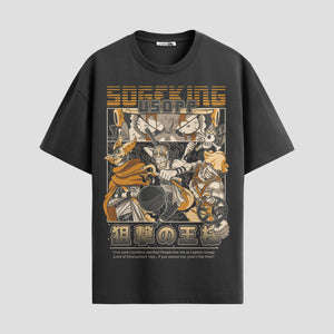 Playera urbana de anime y gaming ExtraLife MX, corte Standard Fit unisex ligero y transpirable en color Deep Black y Pure White, ropa de uso diario para gym y casual.