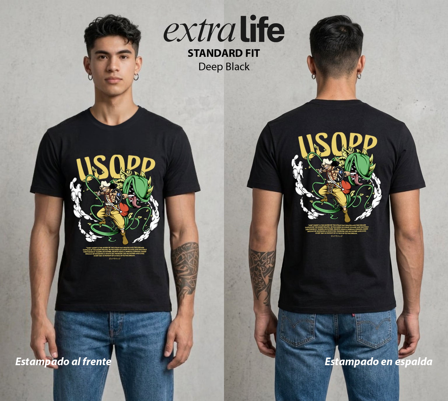 Mar de los Piratas | Mil Mentiras Verdaderas #03353 - Playera Standard Fit | Deep Black - Foto en modelo