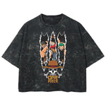 Playera streetwear premium de anime y gaming ExtraLife MX, corte boxy deluxe mineral wash heavyweight en color Acid Wash, moda urbana mexicana de culto.