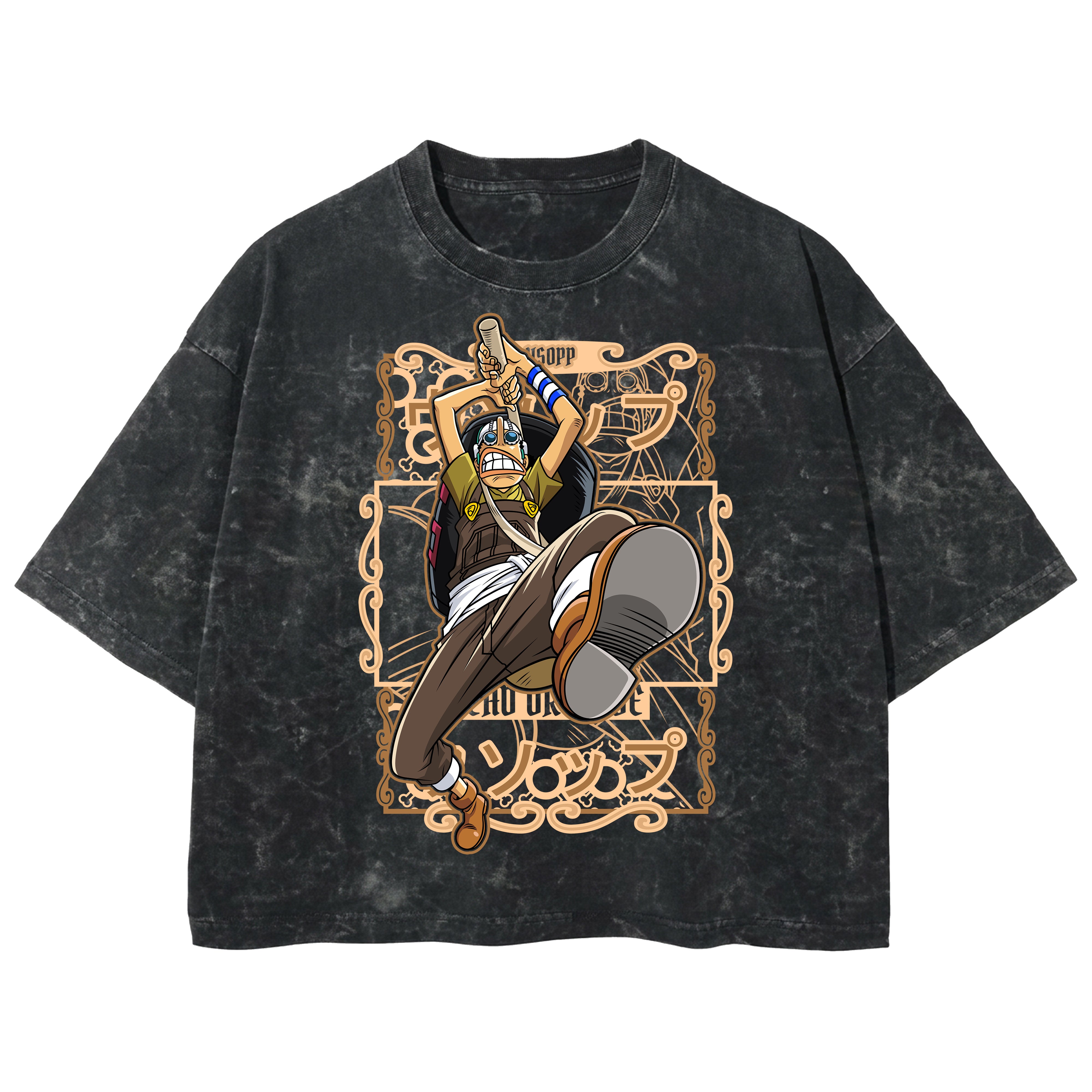 Playera streetwear premium de anime y gaming ExtraLife MX, corte boxy deluxe mineral wash heavyweight en color Acid Wash, moda urbana mexicana de culto.