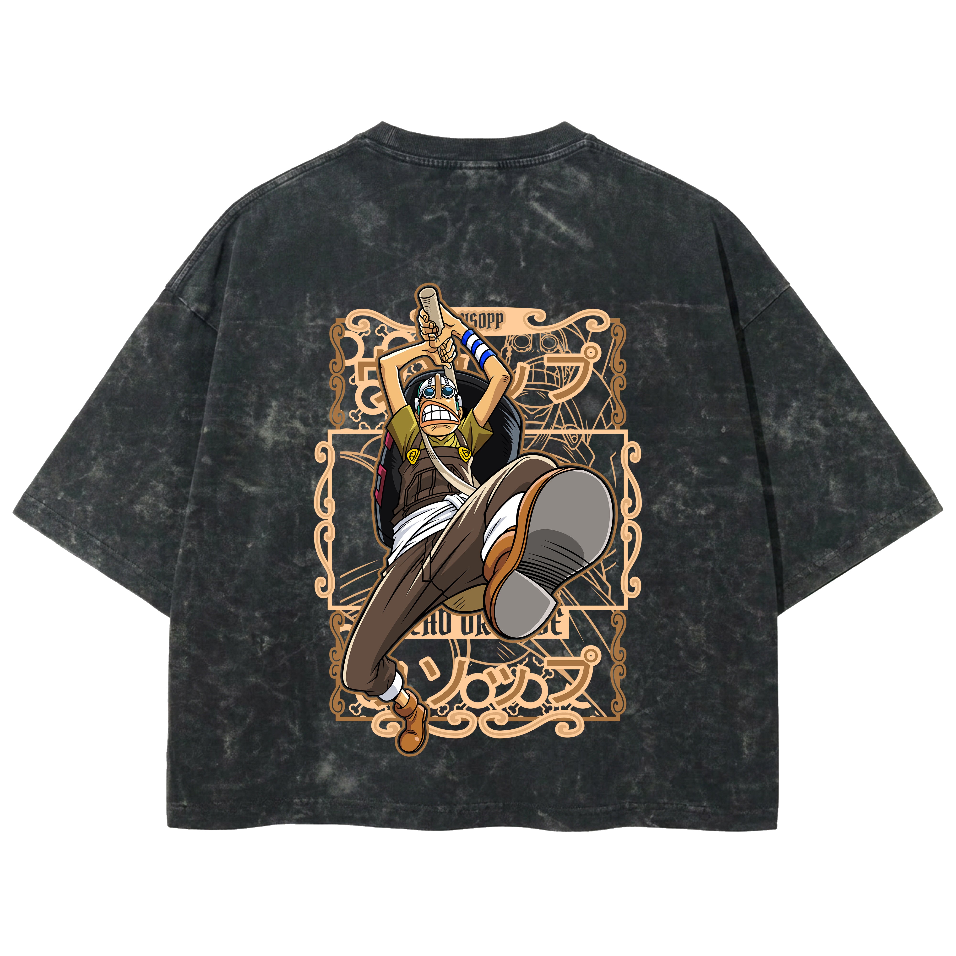 Playera streetwear premium de anime y gaming ExtraLife MX, corte boxy deluxe mineral wash heavyweight en color Acid Wash, moda urbana mexicana de culto.