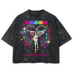 Playera streetwear premium de anime y gaming ExtraLife MX, corte boxy deluxe mineral wash heavyweight en color Acid Wash, moda urbana mexicana de culto.