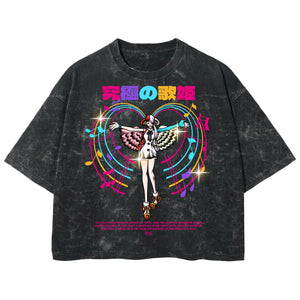 Playera streetwear premium de anime y gaming ExtraLife MX, corte boxy deluxe mineral wash heavyweight en color Acid Wash, moda urbana mexicana de culto.