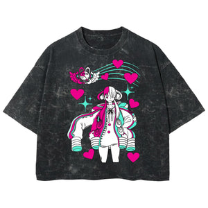 Playera streetwear premium de anime y gaming ExtraLife MX, corte boxy deluxe mineral wash heavyweight en color Acid Wash, moda urbana mexicana de culto.