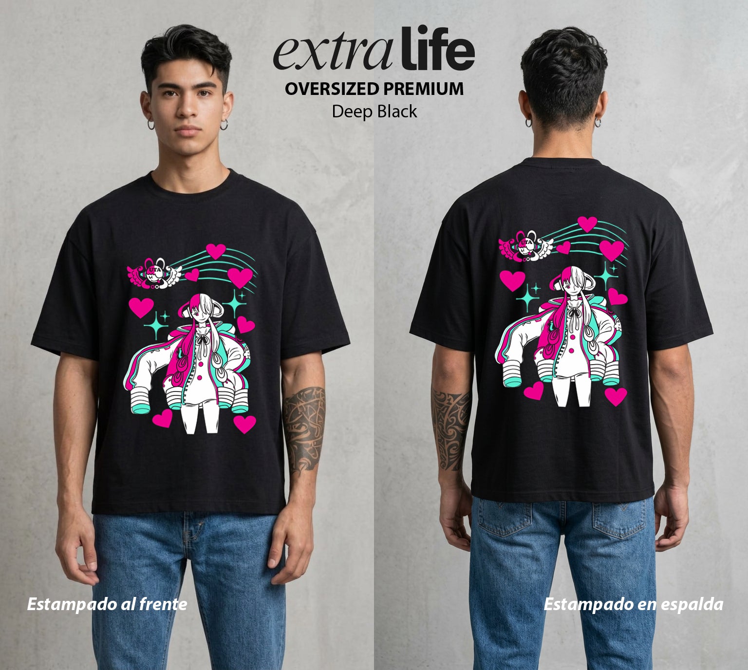 Mar de los Piratas | Melodia y Libertad #03359 - Playera Oversized Premium | Deep Black - Foto en modelo