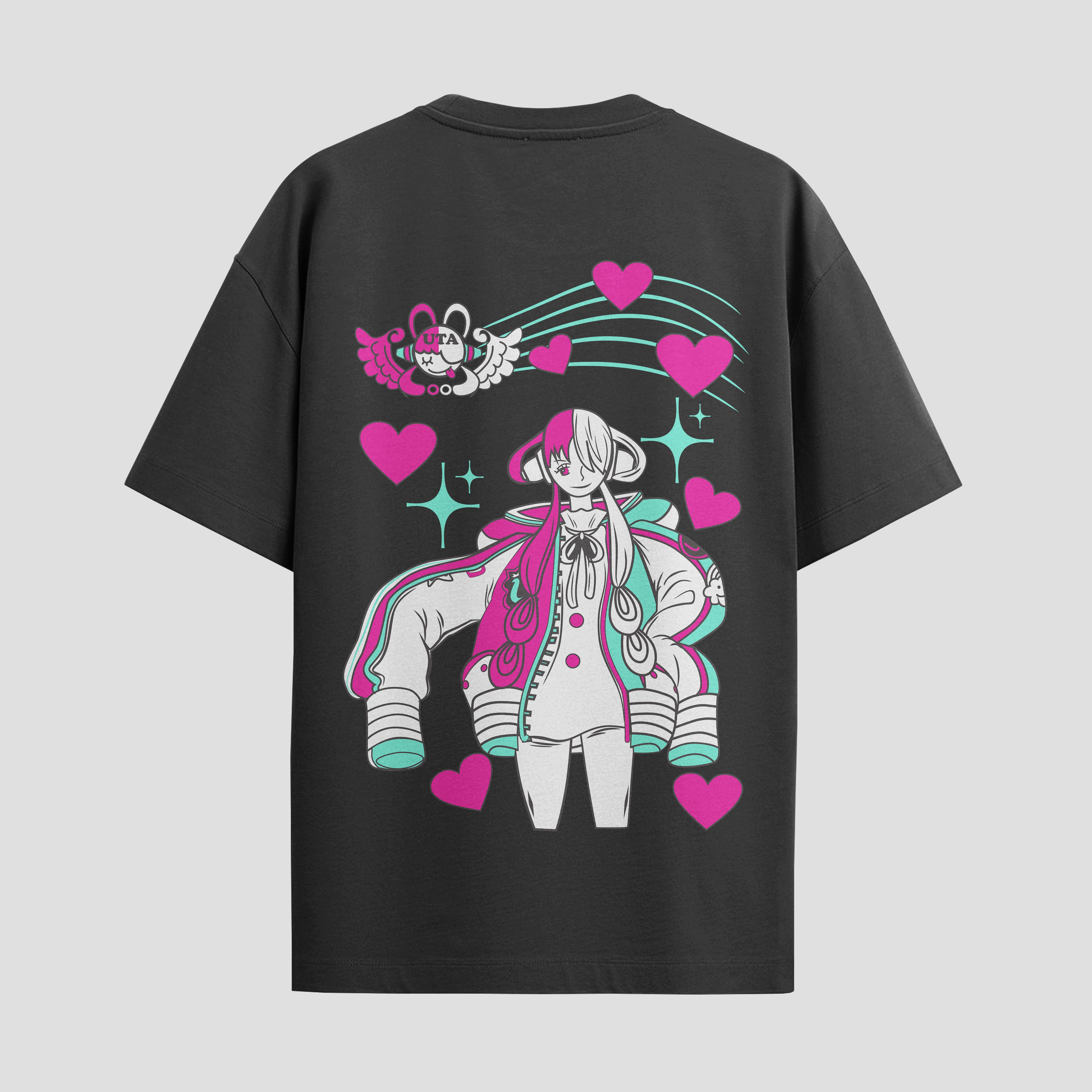 Playera urbana de anime y gaming ExtraLife MX, corte Standard Fit unisex ligero y transpirable en color Deep Black y Pure White, ropa de uso diario para gym y casual.