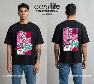 Mar de los Piratas | La Cancion del Mar #03360 - Playera Oversized Premium | Deep Black - Foto en modelo